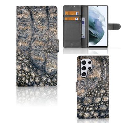 Samsung Galaxy S22 Ultra | Telefoonhoesje | Met pasjeshouder | Krokodillenprint