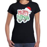 Merry fitmas Kerstshirt / outfit zwart voor dames