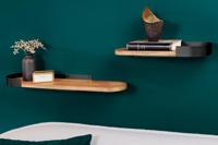 Moderne set van 2 wandplanken PURE NATURE 60cm zwart mangohout massief metaal handgemaakt - 44307