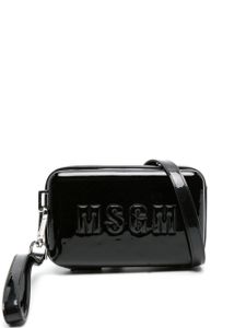 MSGM sac cabas verni à logo embossé - Noir