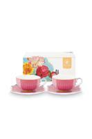 Pip Studio Set/2 Espresso Kop & Schotel Royal Roze 125ml