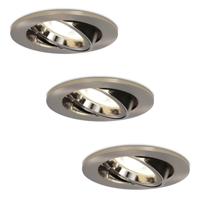 Set van 3 Lublin LED inbouwspots - 4 Watt 345 Lumen - 4000K Neutraal wit - GU10 - Dimbaar - Rond - Kantelbaar - IP20 Stofdicht - RVS