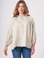 Linnen blouse met pofmouwen