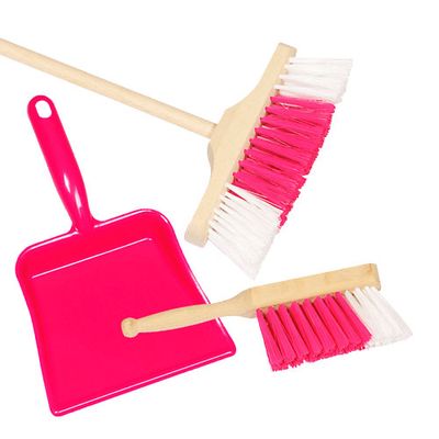 Goki bezem, stoffer & blik roze