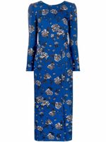 RED Valentino robe mi-longue à fleurs - Bleu