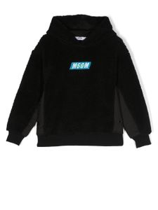 MSGM Kids hoodie à logo brodé - Noir