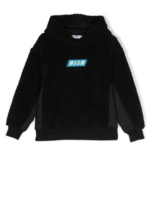 MSGM Kids hoodie à logo brodé - Noir