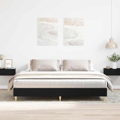 Bedframe Zwart Eiken 180 x 200 cm Bewerkt hout