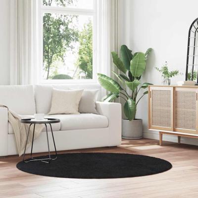Hoogpolig vloerkleed NAVARRA 160x160 cm polyester zwart