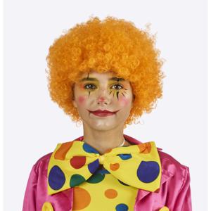 Carnaval verkleed Clownspruik met krulletjes - oranje - volwassenen