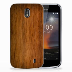 Nokia 1 Bumper Hoesje Donker Hout