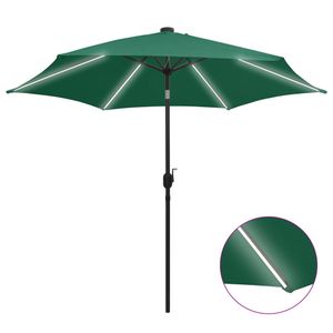 VidaXL Parasol met led-verlichting en aluminium paal 300 cm groen