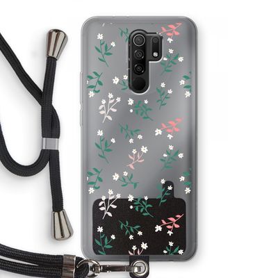 Small white flowers: Xiaomi Redmi 9 Transparant Hoesje met koord