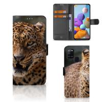 Samsung Galaxy A21s | Telefoonhoesje | Met pasjeshouder | Luipaard
