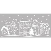 Kerst raamstickers Witte huisjes - vel van 23 x 49 cm - raamdecoratie