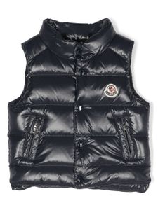 Moncler Enfant gilet matelassé à patch logo - Bleu