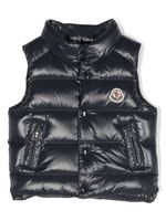 Moncler Enfant gilet matelassé à patch logo - Bleu - thumbnail