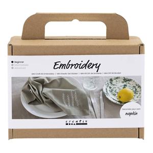 Creativ Company Mini hobbyset borduren servet dusty groen