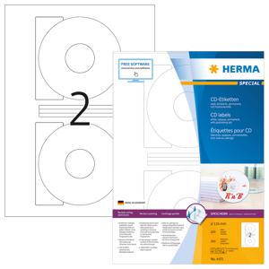 Etiket HERMA 4471 CD 116mm wit opaqua 200stuks