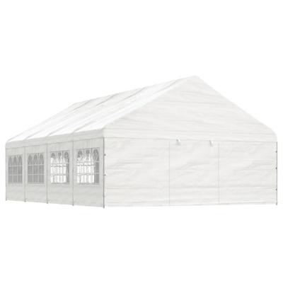 Prieel met dak 8,92x5,88x3,75 m polyetheen wit