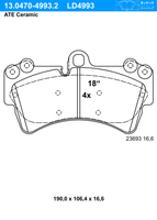 Remblokkenset, schijfrem ATE Ceramic ATE, u.a. für Audi, VW, Porsche