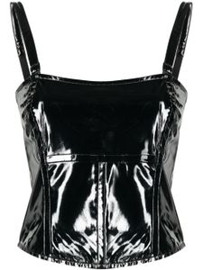 Patrizia Pepe laminated corset tank top - Noir