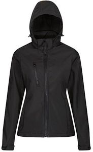 SALE! Regatta RG702 Womens Venturer 3-layer Printable Hooded Softshell Jacket - Black - Maat 36 (10)