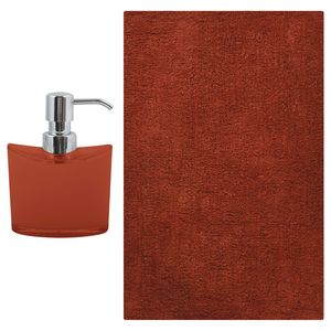 MSV badkamer droogloop mat/tapijt - Sienna - 40 x 60 cm - bijpassende kleur zeeppompje - terracotta