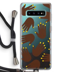 Hands dark: Samsung Galaxy S10 Plus Transparant Hoesje met koord