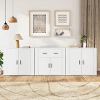 Dressoirs 3 st bewerkt hout wit