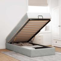 Ottoman bed met matras 90x190cm fluweel lichtgrijs