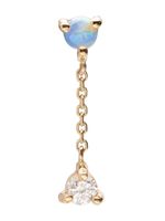 WWAKE petites boucle d'oreille pendantes Two Step en or recyclé 14ct ornée d'opale et de diamant