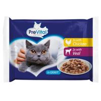PREVITAL Chicken and veal in gravy - nat kattenvoer - 4 x 100g