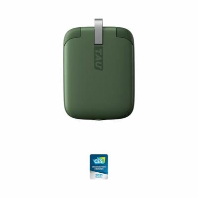 TAU mini powerbank voor aan je sleutelhanger (1400 mAh) met geïntegreerde kabel - 3 in 1 sleutelbos powerbank - Groen