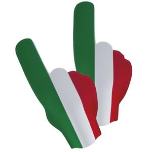 Supporters feestartikelen - 2x - foam hand - vlag Italie - 50 cm