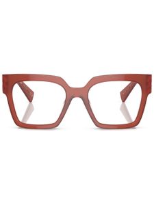 Miu Miu Eyewear lunettes de vue carrées à plaque logo - Marron