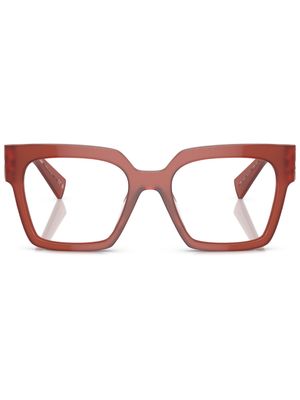 Miu Miu Eyewear lunettes de vue carrées à plaque logo - Marron
