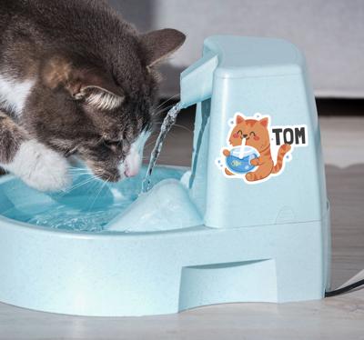Katten drinkfontein sticker met naam