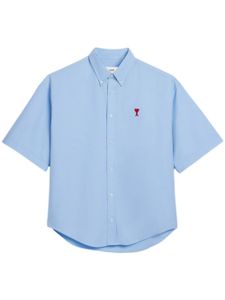 AMI Paris logo-embroidered cotton shirt - Bleu