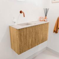 Toiletmeubel Mondiaz Joya Dlux | 81.6 cm | Meubelkleur Oak | Faye wastafel Nata Wasbak Links | Zonder kraangat(en)