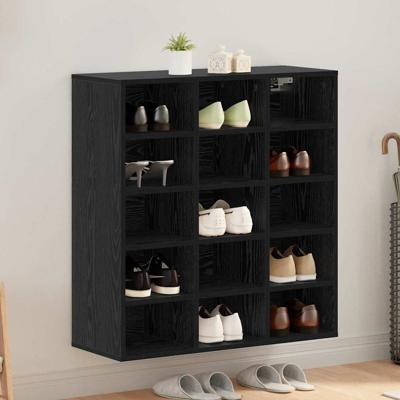 Schoenenkast met plank met opslag Zwart eiken 103x30x51 cm Bewerkt hout