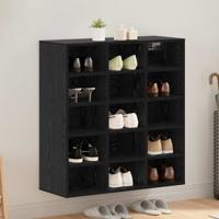 Schoenenkast met plank met opslag Zwart eiken 103x30x51 cm Bewerkt hout