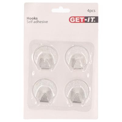 Excellent Houseware ophang haakjes - zelfklevend - 4x stuks - keuken - badkamer - rvs - D3.5 cm