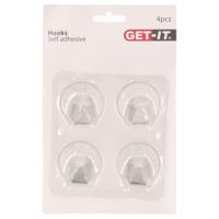 Excellent Houseware ophang haakjes - zelfklevend - 4x stuks - keuken - badkamer - rvs - D3.5 cm