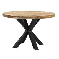 Leen Bakker - Eetkamertafel Trevor Spinpoot - /zwart - 78xØ120 Cm - Hout - Bruin