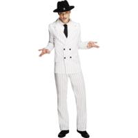 Carnaval verkleedkleding gangsters pak/kostuum voor mannen/heren - wit - gestreept Carnaval verkleedkleding gangsters pak/kostuum voor mannen/heren - wit - gestreept