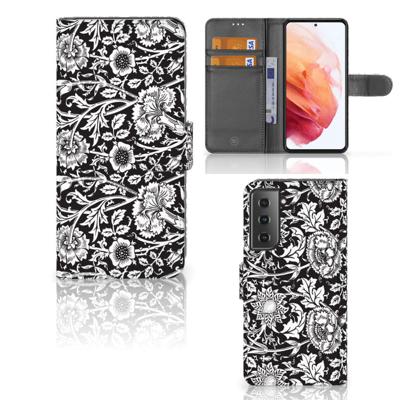 Samsung Galaxy S21 Hoesje Black Flowers Samsung Galaxy S21 Hoesje Black Flowers