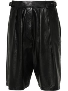 Emporio Armani short en cuir à pinces - Noir