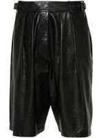 Emporio Armani short en cuir à pinces - Noir