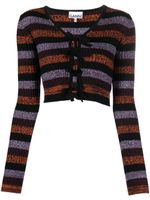 GANNI cardigan crop à rayures - Violet